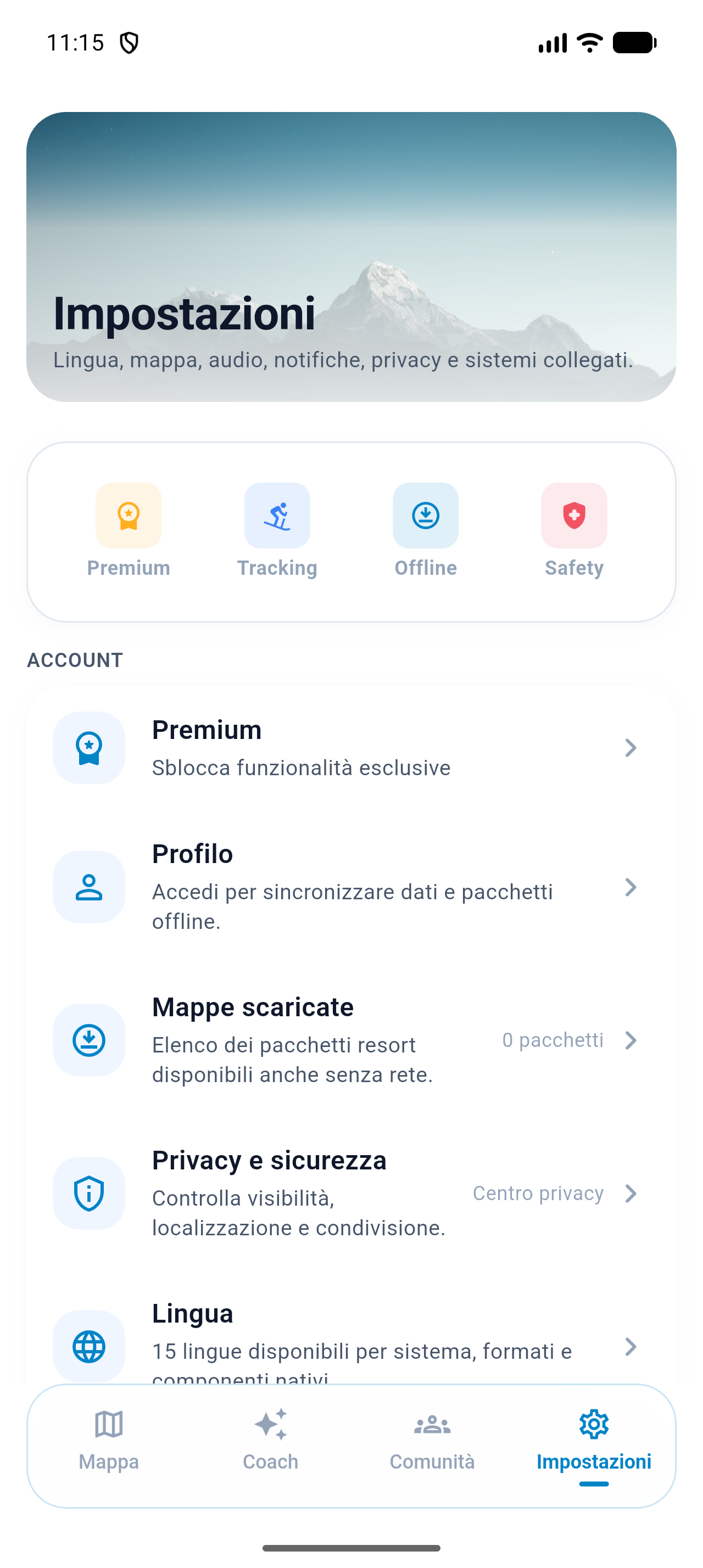 Impostazioni SnowMaps